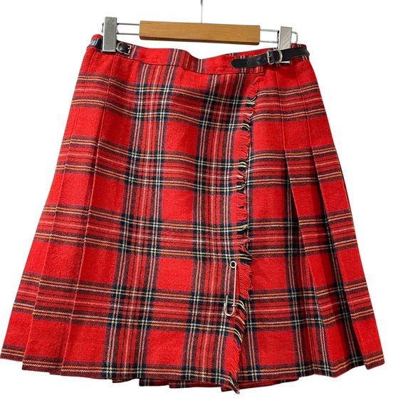Vintage Red Plaid Tartan Kilt Billie Skirt Sz-OS Schoolgirl Y2K MallGoth Preppy - Picture 11 of 13